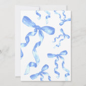 1e verjaardag Blue Bow uitnodiging (Achterkant)