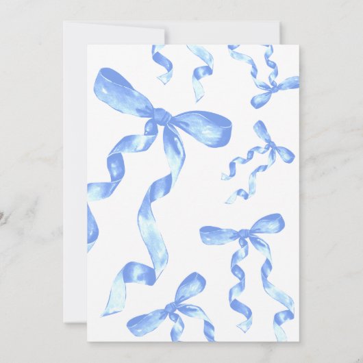 1e verjaardag Blue Bow uitnodiging (Achterkant)