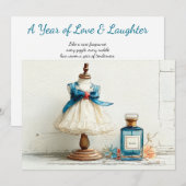 1e Verjaardag Blue Couture Parfum Theme Kaart (Voorkant / Achterkant)