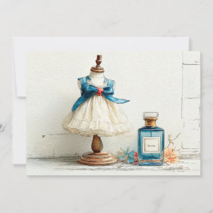 1e Verjaardag Blue Couture Parfum Theme Kaart