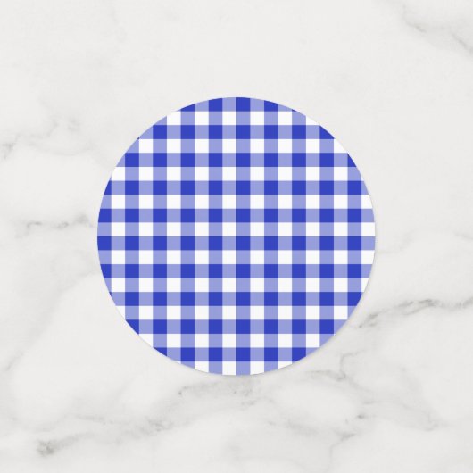 1e verjaardag Blue Gingham ballonnen & foto Confetti (Kleine voorkant)