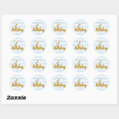 1e Verjaardag Blue & Gold Foil Waterverf Sticker (Vel)
