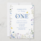 1e verjaardag Blue Wildflower Garden wordt er een Kaart (Voorkant)