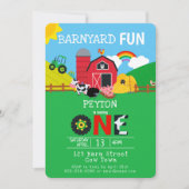 1e Verjaardag Boerderij Dieren Barnyard Fun Kinder Kaart (Voorkant)