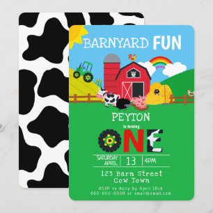 1e Verjaardag Boerderij Dieren Barnyard Fun Kinder Kaart