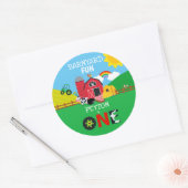 1e Verjaardag Boerderij Dieren Barnyard Fun Kinder Ronde Sticker (Envelop)