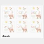 1e verjaardag Boerderij Dieren Barnyard Party Favo Vierkante Sticker (Vel)