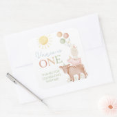 1e verjaardag Boerderij Dieren Barnyard Party Favo Vierkante Sticker (Envelop)