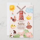 1e verjaardag Boerderij Dieren Barnyard Party Kaart (Voorkant)