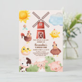 1e verjaardag Boerderij Dieren Barnyard Party Kaart (Staand voorkant)