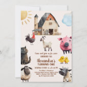 1e verjaardag Boerderij Dieren Barnyard Party Kaart (Voorkant)