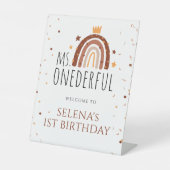 1e verjaardag Boheemse Terracotta Reclamebord Met Voetstuk (Voorkant)