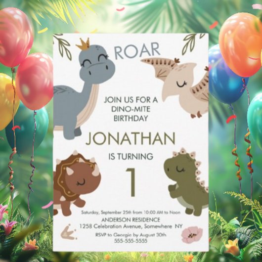 1e verjaardag Boho thema Dinosaurussen Kaart