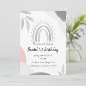 1e verjaardag Boho waterverf baby Shawer Kaart (Staand voorkant)