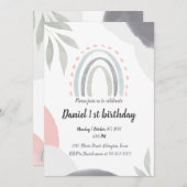 1e verjaardag Boho waterverf baby Shawer Kaart (Voorkant / Achterkant)