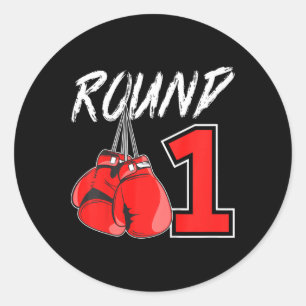 1e verjaardag boksende jongen 1 jaar oud boxer ver ronde sticker