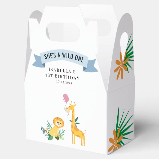 1e verjaardag bostelaar Giraffe Bedankdoosjes (Geopend)