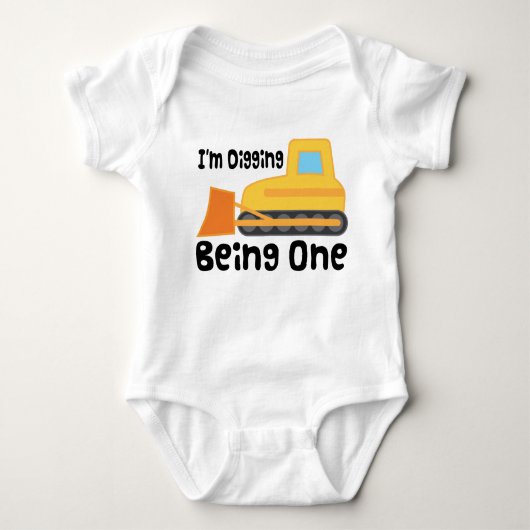 1e Verjaardag Bouw Bulldozer Boys T-shirt (Voorkant)