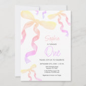 1e verjaardag Bow uitnodiging (Voorkant)