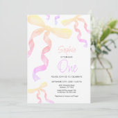 1e verjaardag Bow uitnodiging (Staand voorkant)