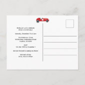 1e verjaardag Boy's Fast One Racing Car Uitnodiging Briefkaart (Achterkant)