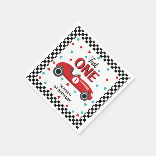 1e verjaardag Boy's Red Racing Car Party Servet (Hoek)