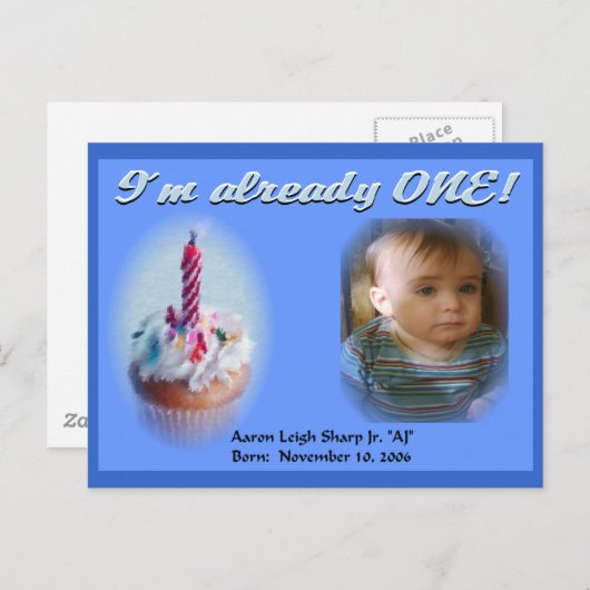 1e verjaardag  briefkaart (Voorkant / Achterkant)