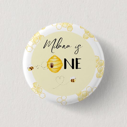 1e verjaardag Bumble bee dag verjaardag Ronde Button 3,2 Cm (Voorkant)