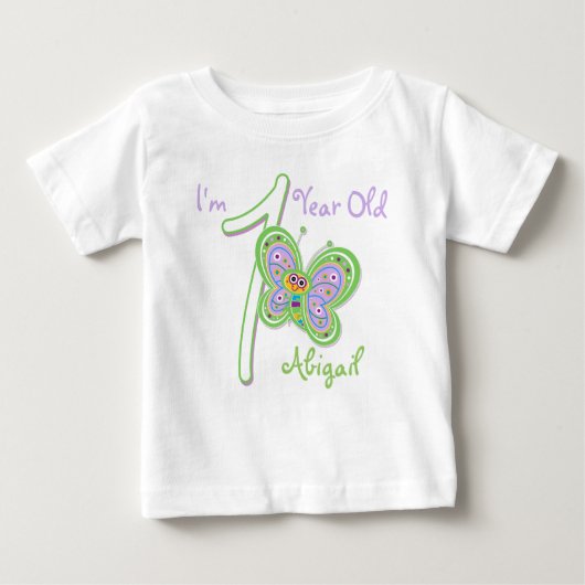 1e verjaardag Butterfly Baby T-Shirt (Voorkant)