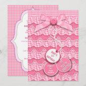 1e verjaardag Buttonnen en bogen roze roze roze ro Kaart (Voorkant / Achterkant)