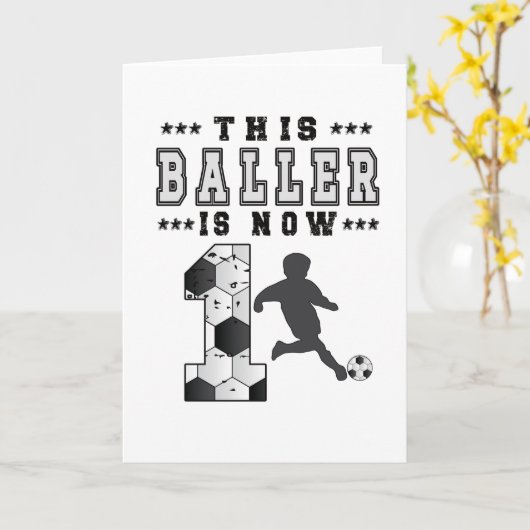 1e verjaardag cadeauspeler 1 jaar oude jongen kaart (Gele Bloem)