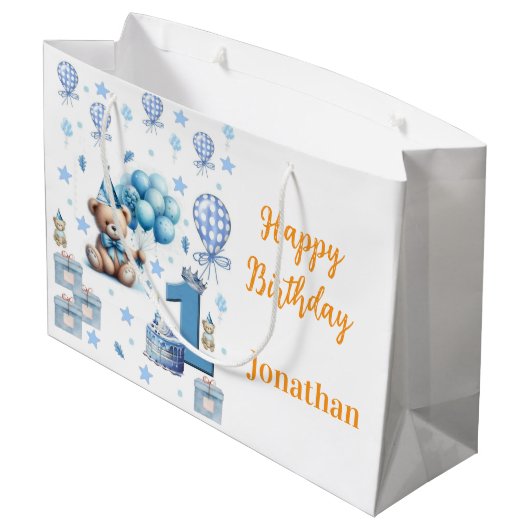 1e verjaardag cadeautas teddybeer  (Achterkant Gekanteld)