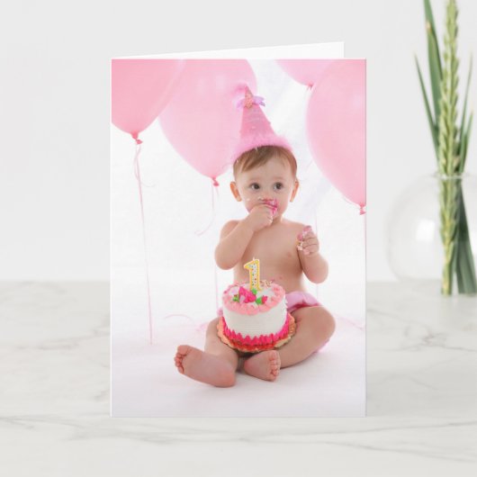 1e verjaardag Cake Kaart (Voorkant)