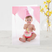 1e verjaardag Cake Kaart (Gele Bloem)