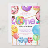 1e Verjaardag Candyland Lollypop Sweets Snoep Kaart (Voorkant)