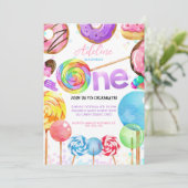 1e Verjaardag Candyland Lollypop Sweets Snoep Kaart (Staand voorkant)