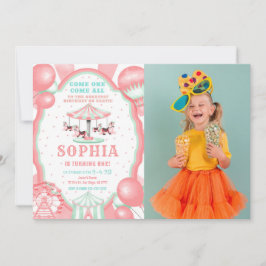 1e verjaardag circus foto uitnodiging