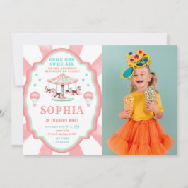 1e verjaardag circus foto uitnodiging