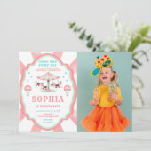 1e verjaardag circus foto uitnodiging (Staand voorkant)