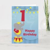 1e Verjaardag Circus Olifant Kaart (Voorkant)