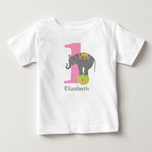 1e Verjaardag Circus Olifant Roze (Voorkant)