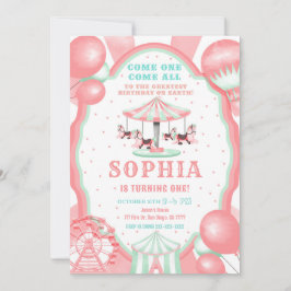 1e verjaardag circus uitnodiging