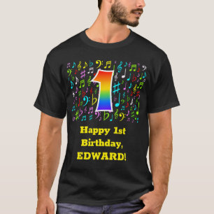 1e verjaardag: Colorful Music Symbols, Regenboog 1 T-shirt