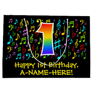 1e verjaardag - Colorful Music Symbols, Regenboog Groot Cadeauzakje