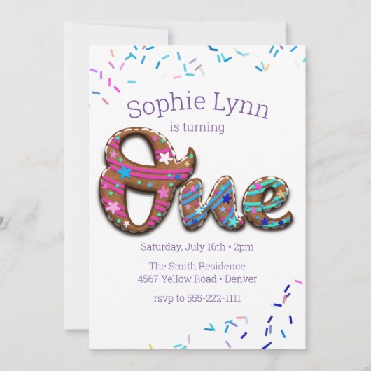 1e verjaardag Cookie Cake Kaart (Voorkant)