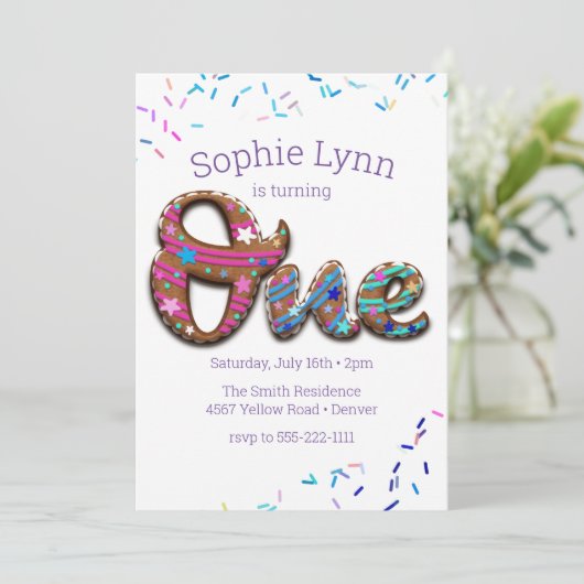 1e verjaardag Cookie Cake Kaart (Staand voorkant)