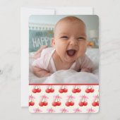 1e Verjaardag Coquette Kersen Bogen Bubble Letters Kaart (Achterkant)