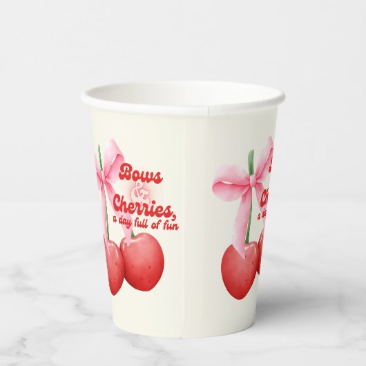 1e Verjaardag Coquette Kersen Bogen Bubble Letters Papieren Bekers (Rechts)