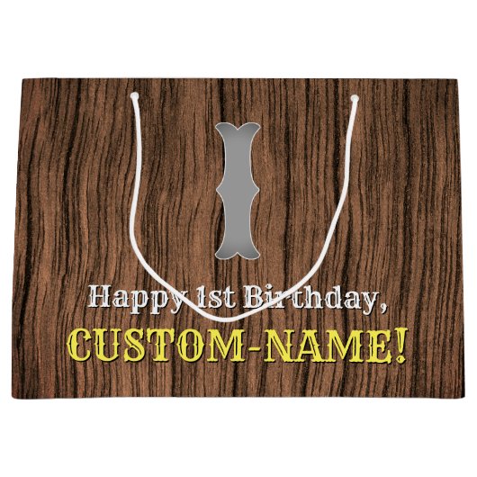 1e verjaardag: Country Western geïnspireerd uiterl Groot Cadeauzakje (Voorkant)