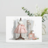 1e Verjaardag Couture Blush Parfum Thema Kaart (Staand voorkant)